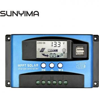 Contrôleur de charge solaire SUNYIMA MPPT 12 V/24 V – 60 A avec double port USB