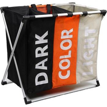 Aluminum Frame Laundry Basket with Three Sections
