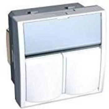 Prise RJ45 double format 45x45mm CAT6 FTP blanc polaire