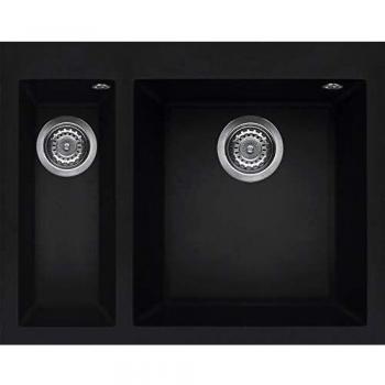 ELLECI Quadra 150 LKQ15086 Lavello 59X40 cm 2 Vasche Rettangolare Keratek Plus Nero
