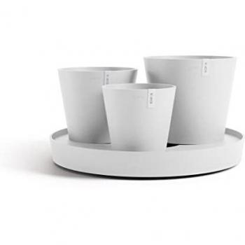 Set di Vasi Puramente Bianchi Dubai 57x30cm con Ruote e Base ECOPOTS