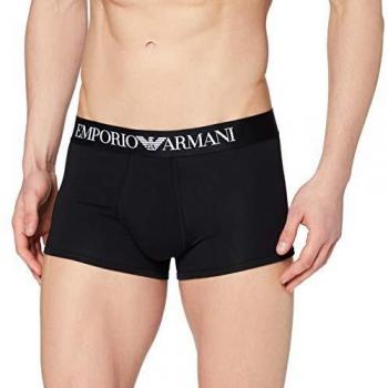 Emporio Armani Men's Black Stretch Cotton Trunks with Logo