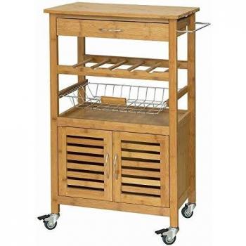 SoBuy® Bamboo Kitchen Cart with Cabinet