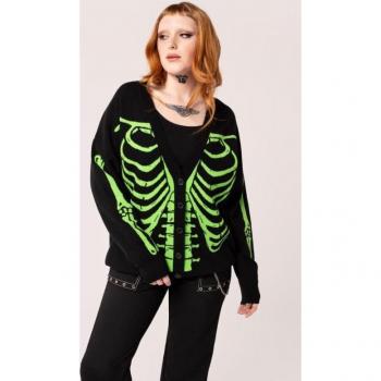 Gilets & Ponchos Gothic de Hell Bunny – Skeleton – Gilet – XS à M – Femme – Noir/Vert