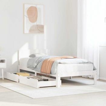 Giroletto Legno Pino 90x200 con Cassetti Bianco