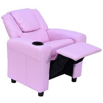 HOMCOM Children Recliner Lounger Armchair in Pink PU Leather Look