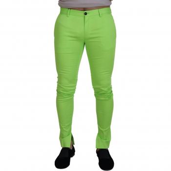 Stylische hellgrüne Baumwoll-Skinny-Hosen