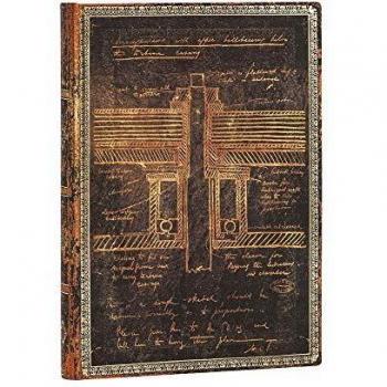 Paperblanks Cuadernos de Tapa Blanda Flexi Tesla, Bosquejo de una Turbina | Rayado | Midi