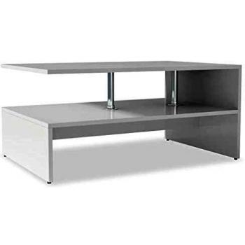 VidaXL Mesa de centro de madera contrachapada 90x59x42cm blanca