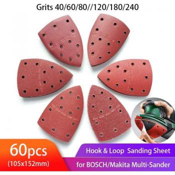 60pcs Mouse Sanding Sheets Hook and Loop Sander Pads – Grids 40/60/80/120/180/240