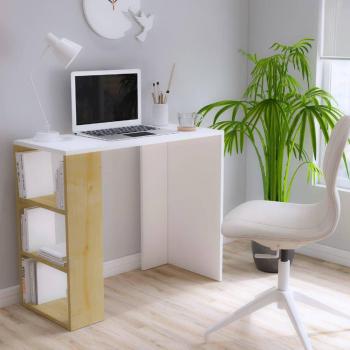 Homemania Computerbureau Rosa 90x40x75 cm Wit en Eikenkleur