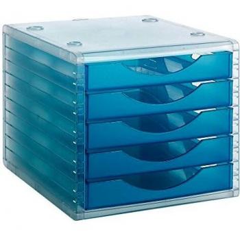 Fichero cajones de sobremesa Archivo 2000 apilable 5 cajones lagoon translucido 260x270x340 4005 LG TL
