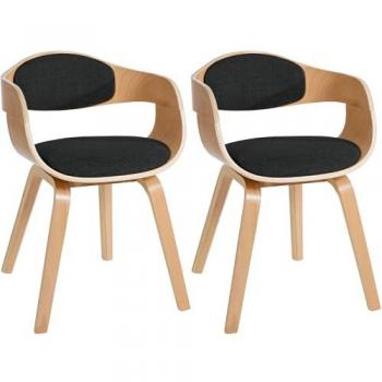 Sillas de comedor Kingston de tela y madera natural/negro