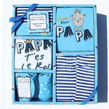 Coffret Présent Bébé – Bisous d'Anges, Bleu (Tom & Kiddy)