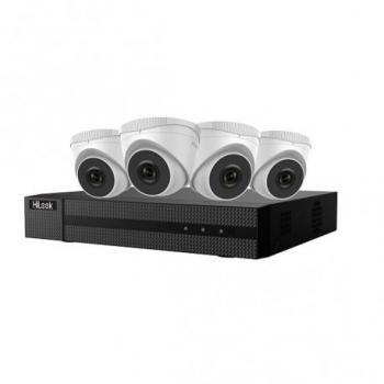Système de vidéosurveillance IP HiLook by Hikvision avec 4 caméras tourelle full HD H265+ et vision nocturn