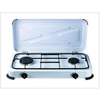 2-Burner Portable Gas Cooking Range with Lid 580x330x90 mm 1.4/1.2 kW