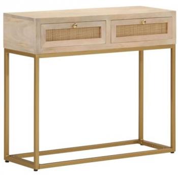 Table console d'entrée 90x30x76 cm, bois massif manguier & fer – vidaXL