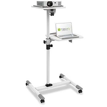 TECHLY 309593 Carrello Supporto per Proiettore Beamer Notebook PC Ripiani Regolabili Bianco