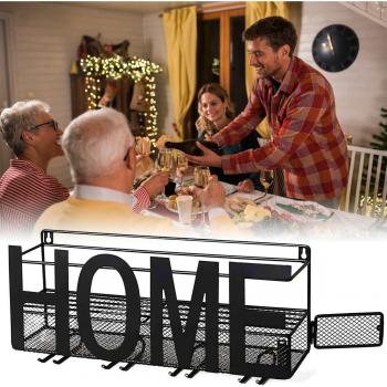 4 Glass Holder Metal Wine Rack, Wall Mounted, 17 x 4.8 x 7.3 inches