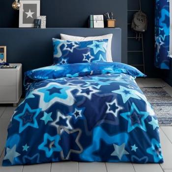 Catherine Lansfield Ombre Stars Reversible Single Duvet Cover Set with Pillowcase Blue