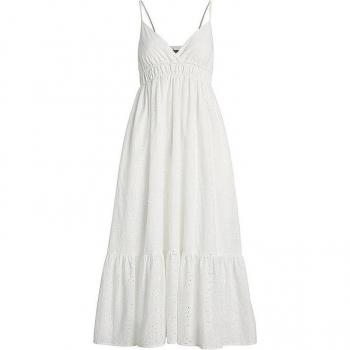 Polo V‑Neck Lace Midi Dress – White, Size XS