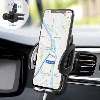Supports de téléphone en voiture IZUKU grille d’aération, rotation complète, deux pinces, couleur noire