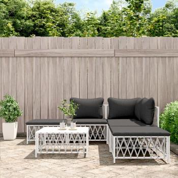 VidaXL 6-tlg. Garten-Lounge-Set mit weißen Kissen und robustem Stahl