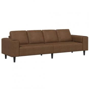 Elegant Brown Faux Suede Sofa Ensemble