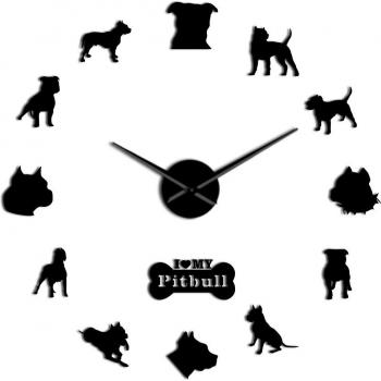 Pit Bull Self-Adhesive Mirror Wall Clock