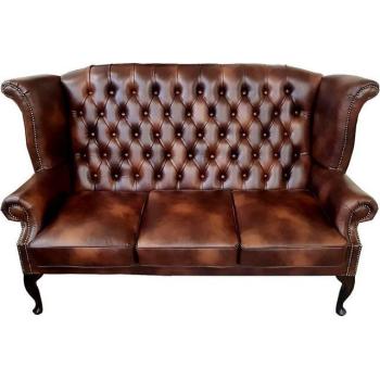 Casa Padrino Chesterfield Sofa – 3‑Sitzer Luxus in Dunkelbraun, Vintage Antik Design (183 × 90 × 105 cm)