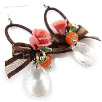 Les Trésors De Lily Scarlett Peach-Brown Ear Drops (J3568)