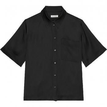 Kurzarmbluse MARC O'POLO aus LENZING™ ECOVERO™ Gr. 36, schwarz Damen Blusen