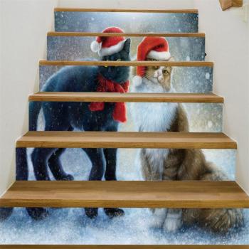 6 Stks/set DIY Zelfklevende Trapstickers Kerst