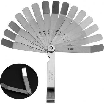 Jauge d’alignement des valves – 100 mm, 0,05–1,0 mm, 16 lames en acier inox