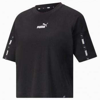 Puma Cropped Tee Power Tape M Donna Bianco/Nero