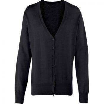 Premier Ladies V-Neck Knitted Cardigan Schwarz EU 36 / UK 8