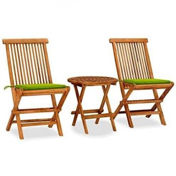 Set per Pranzo in Giardino con Tavolo, Sedie e Cuscini in Teak Pieghevoli VidaXL