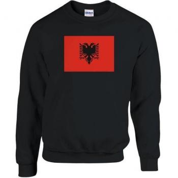 Long Sleeve Albanian Flag Sweatshirt by PixelForma – Black