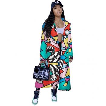 Chaqueta a cuadros Tsuretobe para Mujer, abrigo largo de moda, tallas grandes, diseño geométrico, perfecto para la temporada de otoño