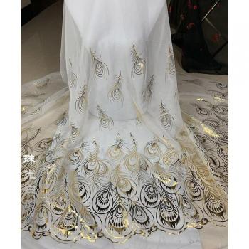 Flowing Chiffon Peacock Feather Dress for Stage Dance