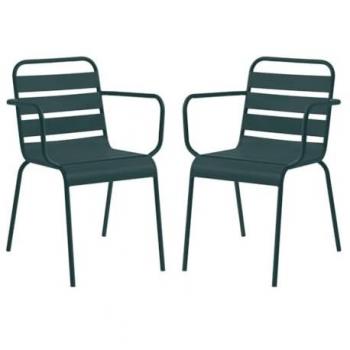 Duo de fauteuils de jardin vert sapin – Design empilable