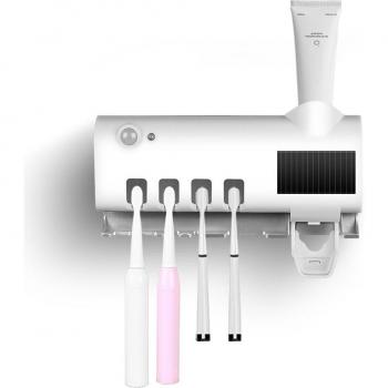 UV-sterilisierender Zahnbürstenorganizer mit automatischem Zahnpasta-Spender