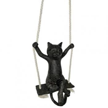 Dekokatze mit Schwungfunktion – 20 cm, schwarz