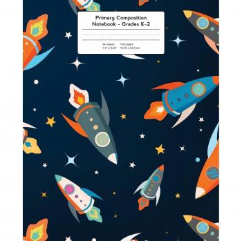 Primary Composition Notebook: Space Rockets and Stars | Grades K-2 Kindergarten Writing Journal, Kids Writing Journal