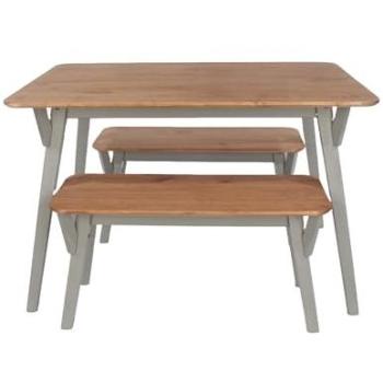 Corona White‑Tinted Grey 120cm Table & 2 Bench Set – 80×120×75 cm