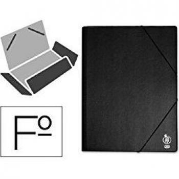 Carpeta de gomas PVC negra con tres solapas