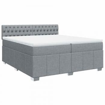 VidaXL Letto con box spring e materasso, grigio chiaro, 200x200 cm, tessuto