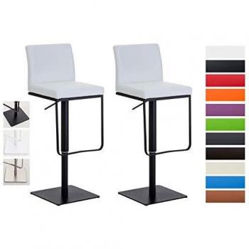 Lot de 2 Chaises Hautes de Cuisine Panama en Similicuir Blanc