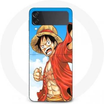 Funda protectora Samsung Galaxy Z Flip 4 estilo Luffy en negro flexible