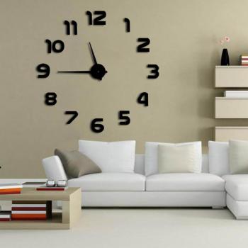 Simple 3D Mirror Wall Clock with Arabic Numerals